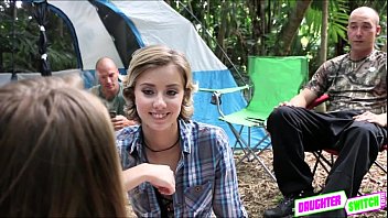 Sexy slut teens gets fucked by stepdads in the woods
