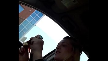 YOUNG CRAZY BLONDE DIDN'T LIKE GIVING BLOWJOB ON VIDEO!!! BUT STILL GIVES BLOWJOB IN HIS CAR