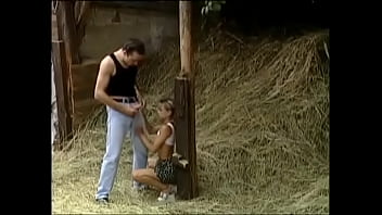 Vintage taboo teen fucked outside in a barn, farmer's little secret