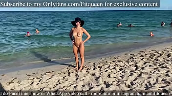 Amateur Fitqueen teen cause a circle of men at public nude beach