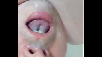 Boy cums in own mouth