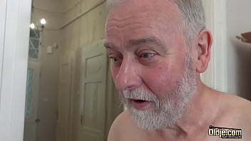 White hair old man has sex with nympho teen that wants his cock insider her