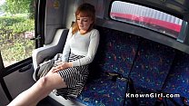 Hirsute redhead amateur teen banging in the bus